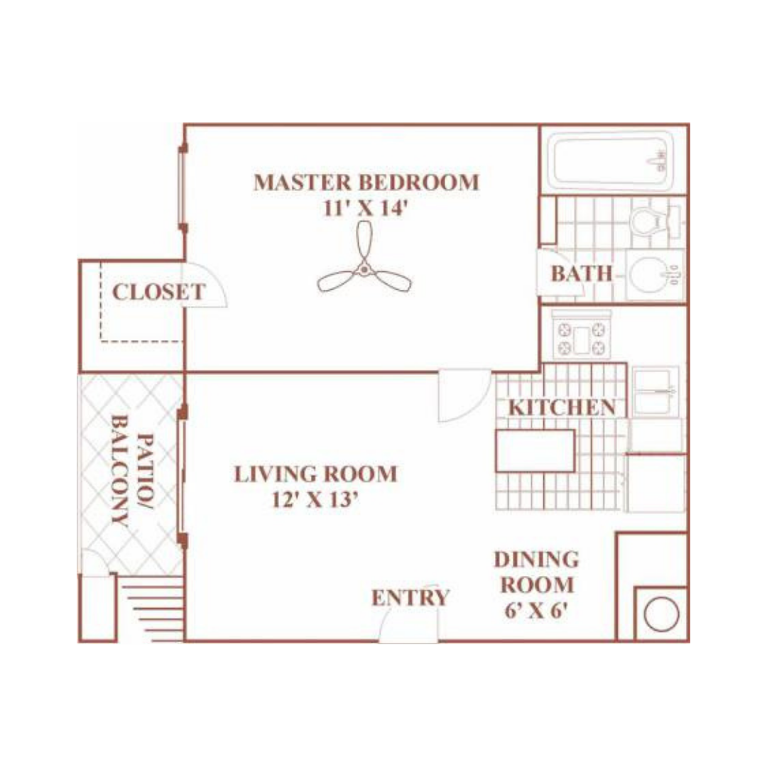 One bedroom floor plan.